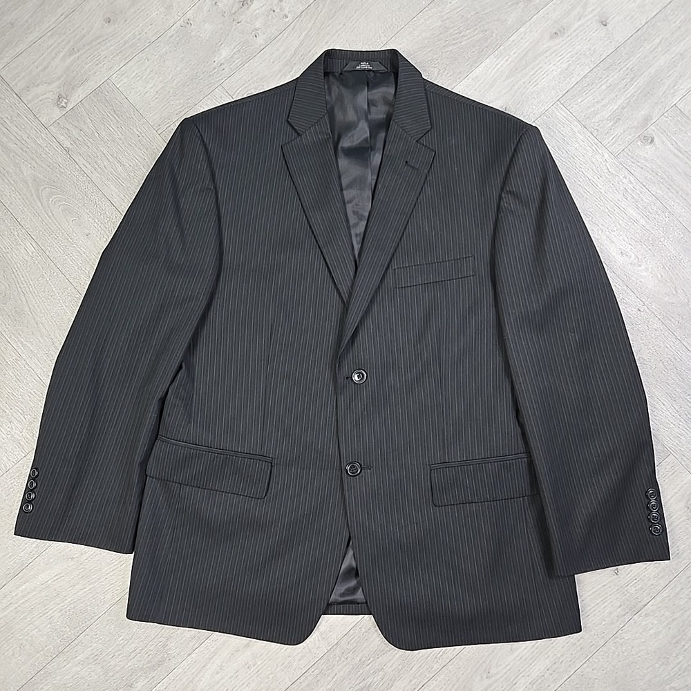 Haggar Men's Size 42S Blazer Jacket Black Striped Suit Up System Single Vented